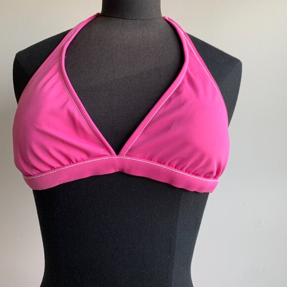 Billabong BLUE CRUSH era Vintage bikini solid pink halter top set RARE - Picture 3 of 8